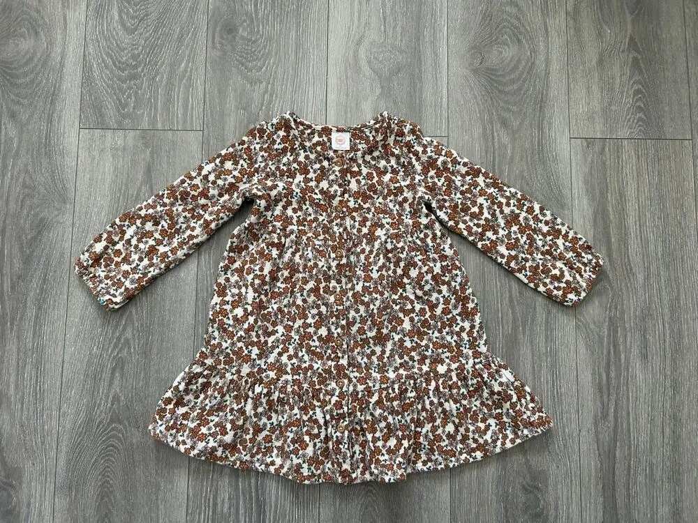 Girl’s Floral Button Down Long Sleeve Dress Size 4 Years